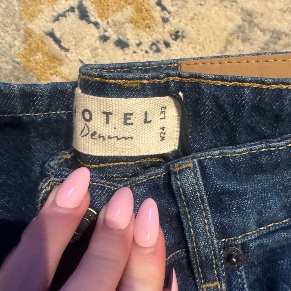 Low Rise Parallel Jeans Mid blue Used W24 L32 - Picture 3 of 4